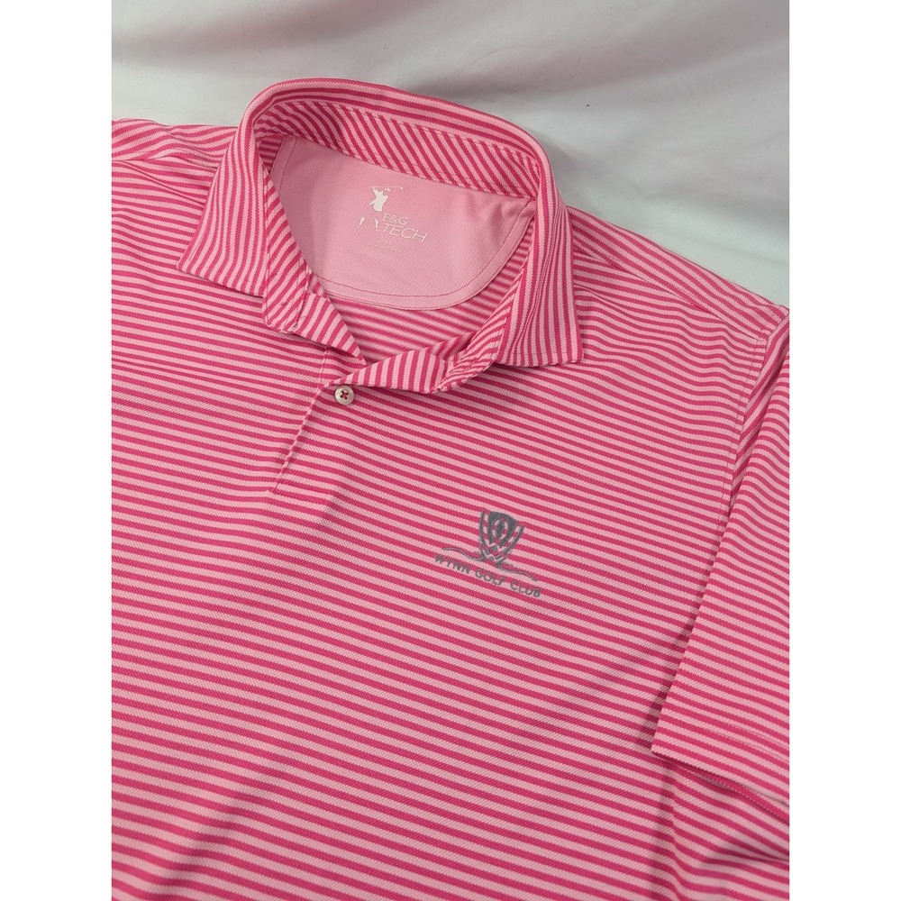 Fairway Greene Tech Polo Shirt Mens 2XL  Pink White Striped Wynn Golf Club
